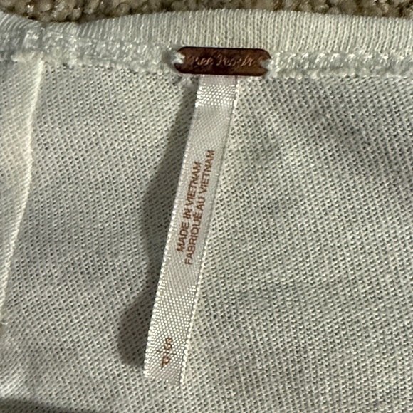 Free People White Blouse with Floral Sleeves - Picture 2 of 2